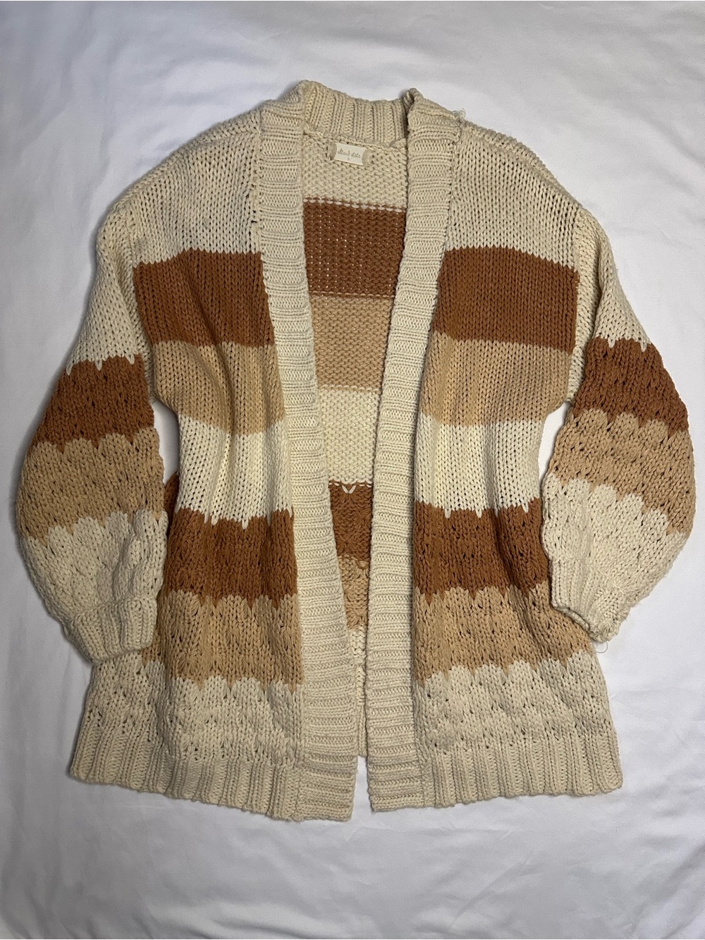 Altar'd State cream, brown/pink striped knit sweater cardigan